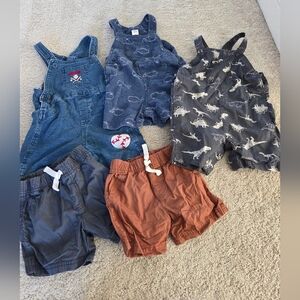 Bundle Of 5 Adorable Toddler Short Overalls, Shorts 18mo Like New